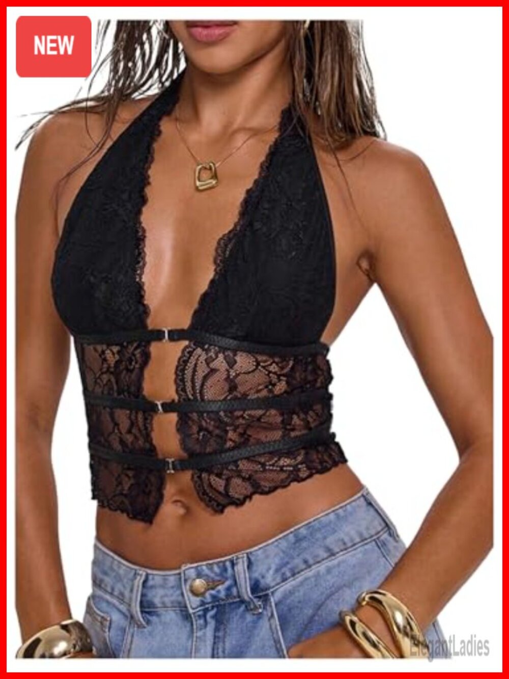 Lace Halter Crop Top Sheer Open Back Sleeveless Y2K Rave Club Outfit
